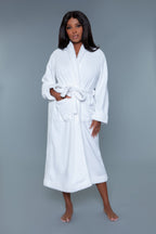 Helena Plush Robe Solid White / Solid Black