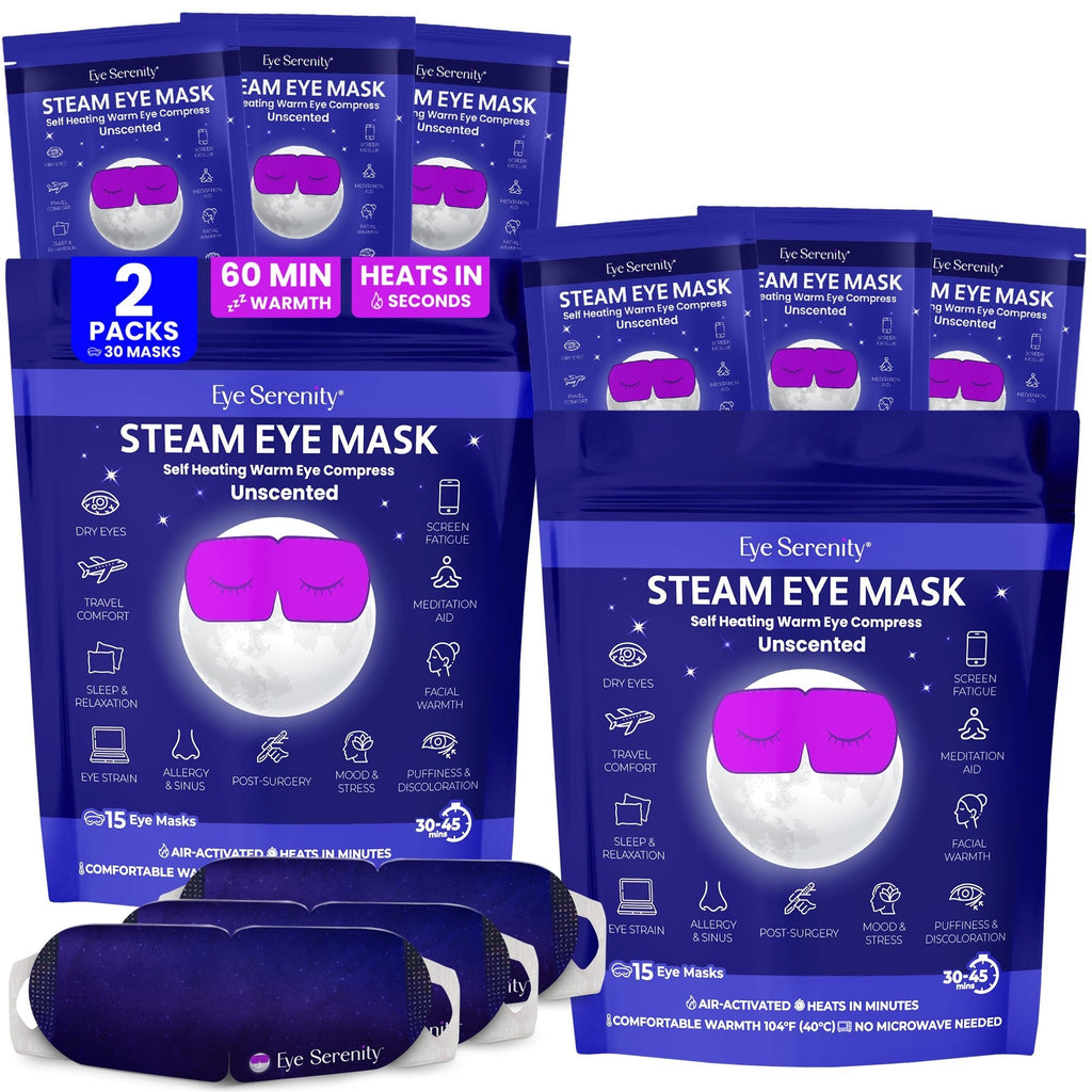 Eye Serenity Steam Eye Mask - Self-Heating Warm Eye Compress for Dry Eyes, Puffiness, Sleep & Travel